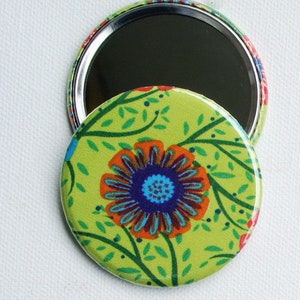 Pocket mirror, cosmetic mirror, mirror button 59 mm, floral, hand mirror, school cone, back to school image 2