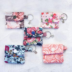 Chiptäschchen, Schlüsselanhänger, Minitäschchen, Blumenmuster, Wagenchip, Zubehör Schlüsselbund, Floral, Münztäschchen, Patchwork, Baumwolle