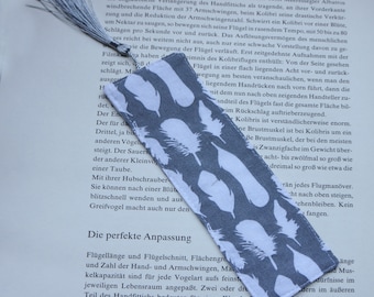 Textile bookmark, motif, fabric, feathers, ready for shipment, bookmark,