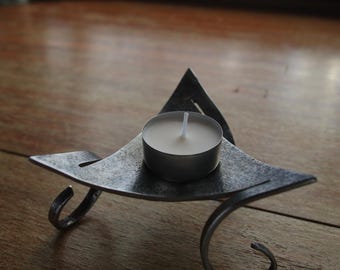 Bougeoir et chauffe-théière en fer forgé à la main - Art du forgeron