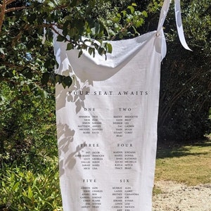 Linen Seating Chart - Linen Modern Seating Chart - Elegant Seating Chart - Fabric Seating Chart - Seating Chart Banner 6.1