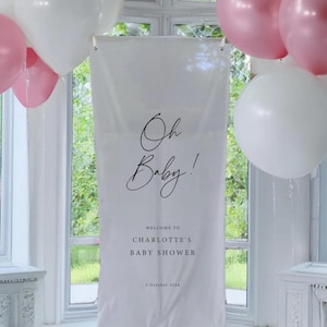 Baby Shower Fabric Banner - Linen Baby Shower Sign - Fabric Hanging Signage - Baby Shower Linen Sign - Baby Shower Banner 2