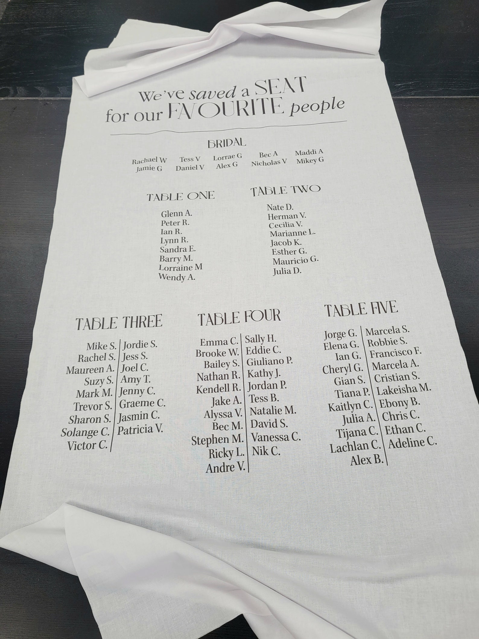 Seating Chart Modern Seating Chart Elegant Seating Chart Fabric