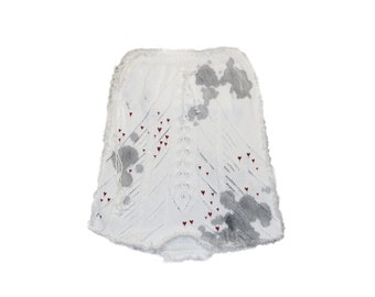 Stained Red Heart up cycled Knit Skirt