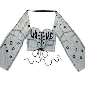 Customized Denim Corset Top: One-of-a-Kind LOVE Design