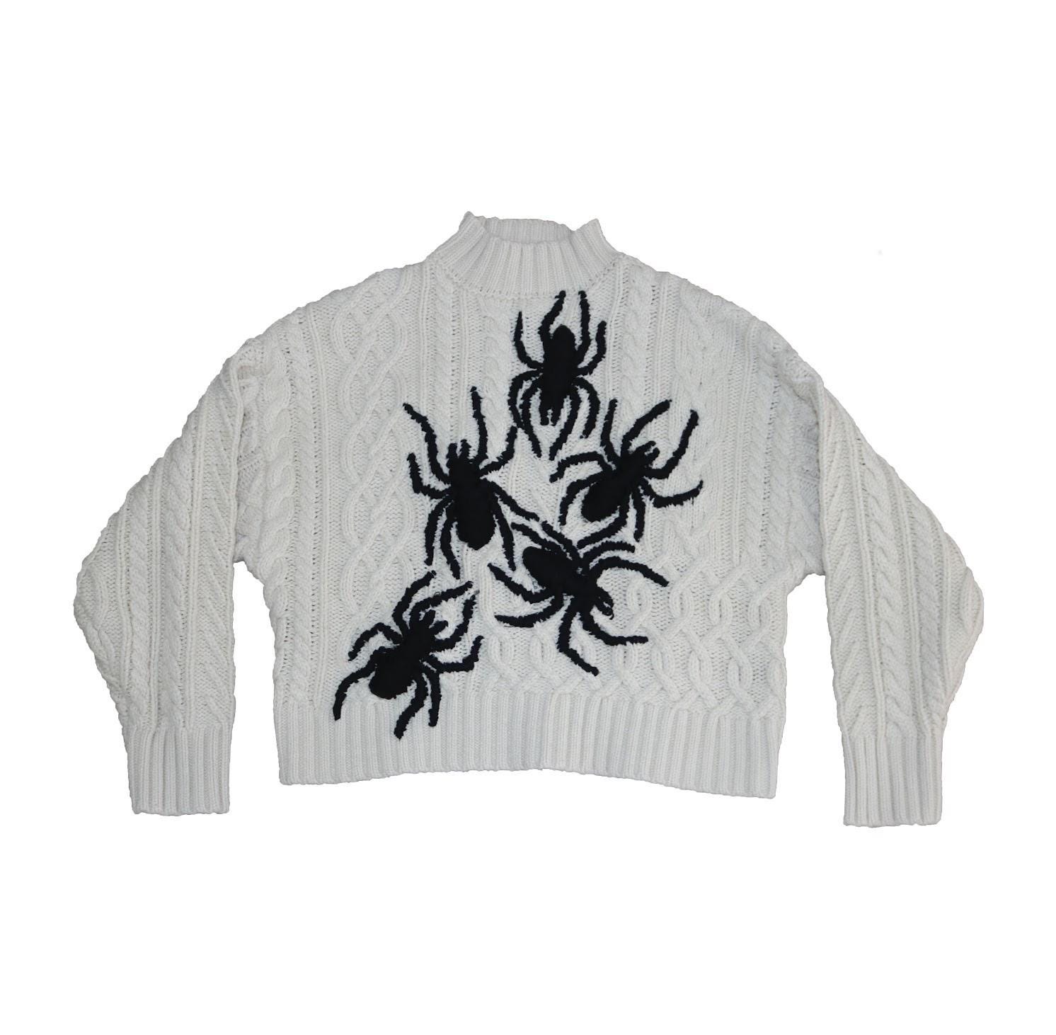 Spider hand embroidered sweater