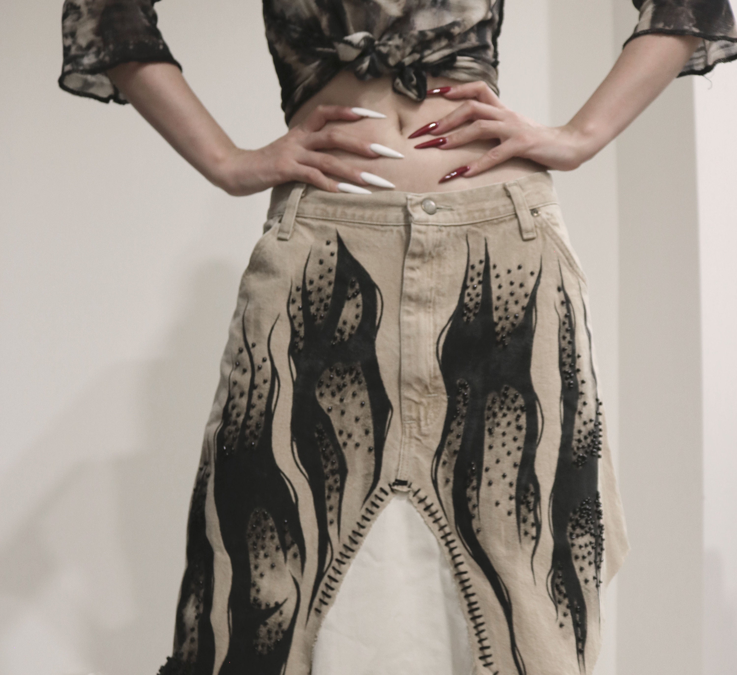 Till Death Denim Skirt - Acid Black
