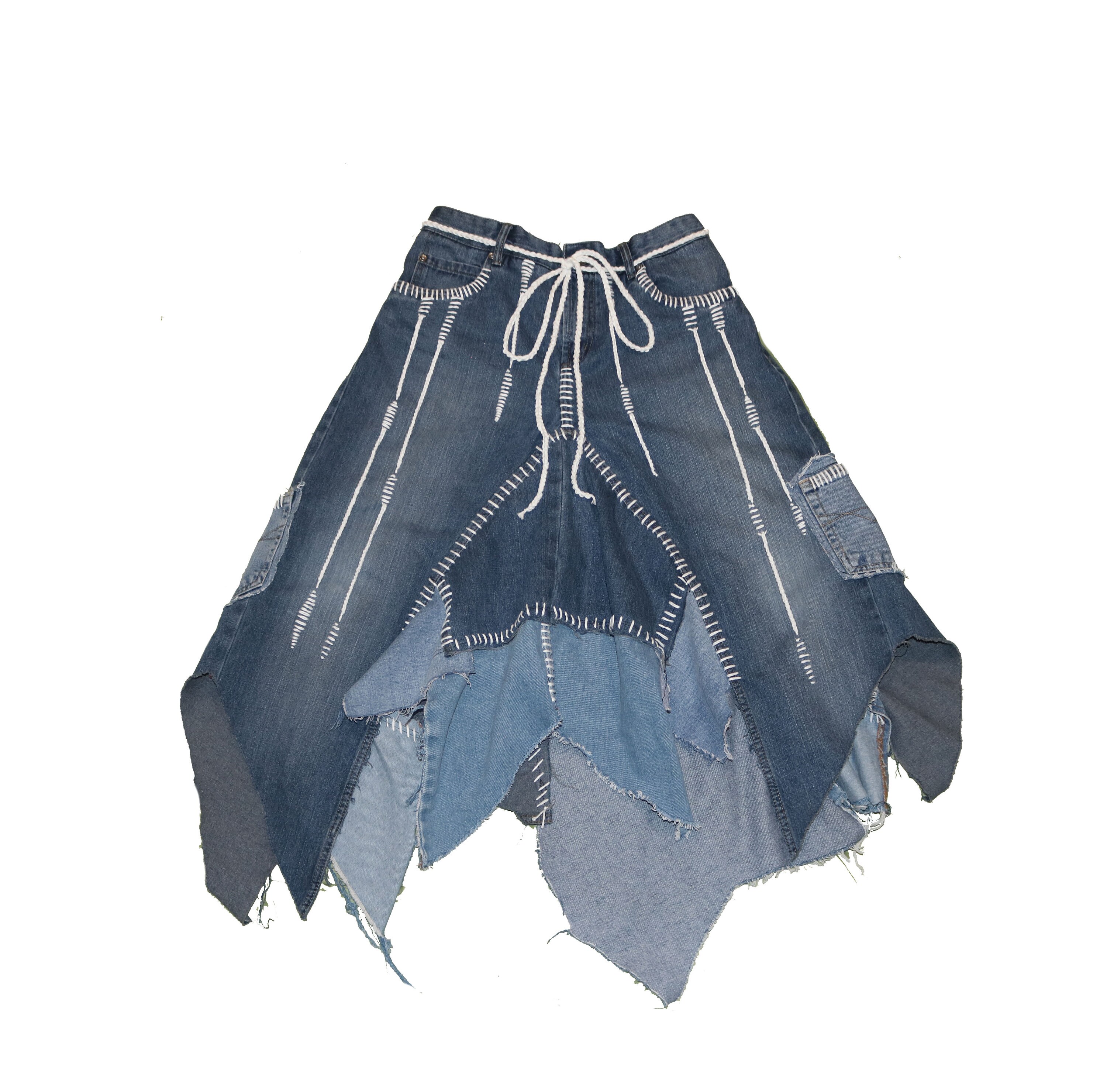 Blue Denim Up Cycled Skirt
