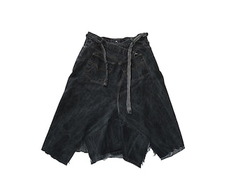 Gray Reworked Denim Skirt