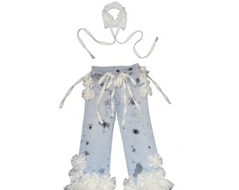 Vaqueros y gorguera con efecto teñido de hada