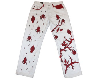 Rose Hand painted Vintage  Lee jeans