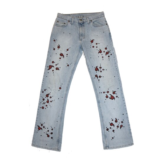 パンツ 2000's archive paint design denim pants パンツ 2000's archive paint design denim pants Hand Painted