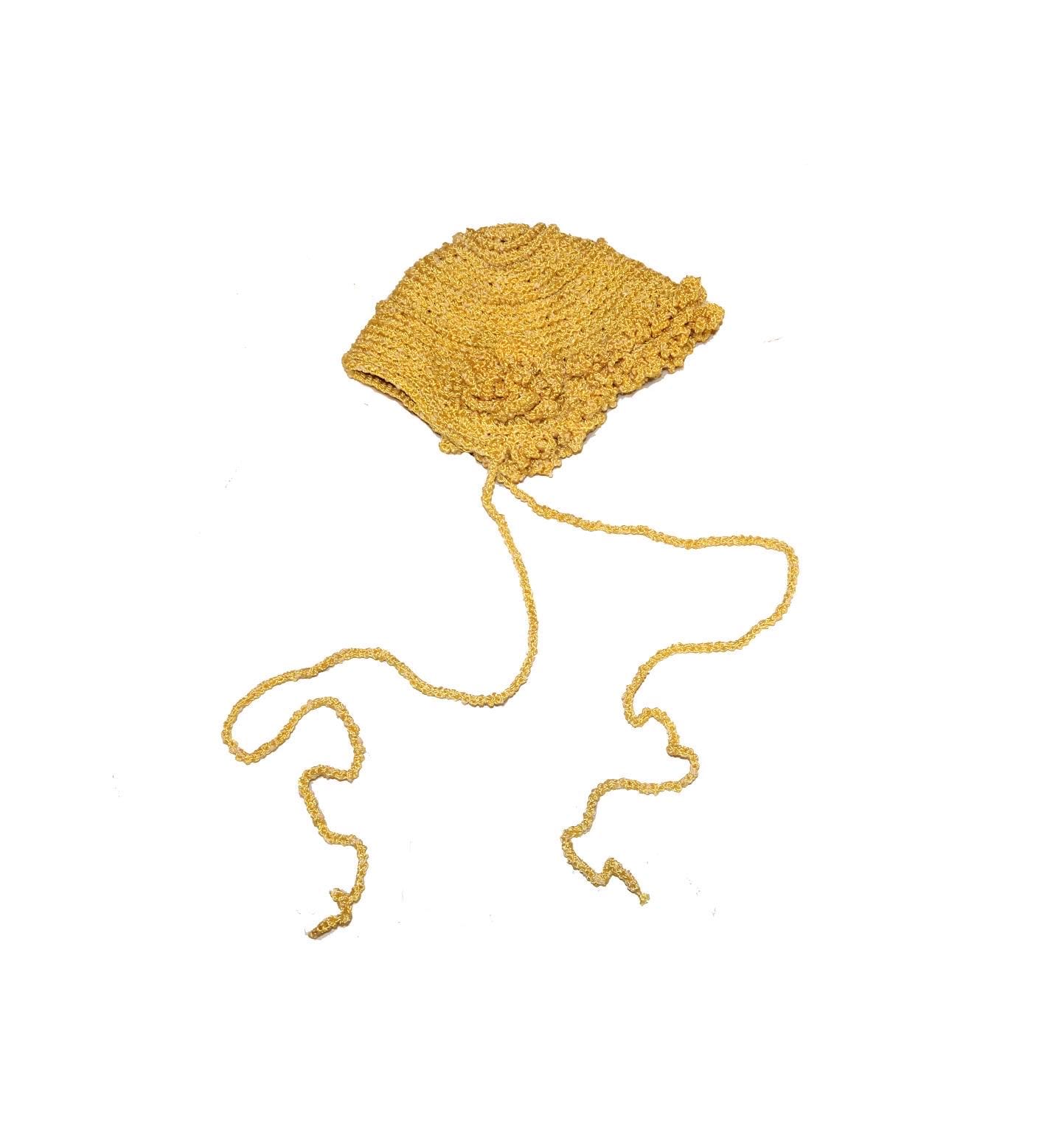 UPON REQUEST HANDMADE Crochet Yellow Bonnet Vintage inspired Crochet bonnet for summer main image 4