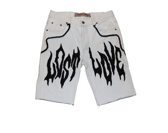 Lost Love Hand embroidered Vintage Denim Shorts