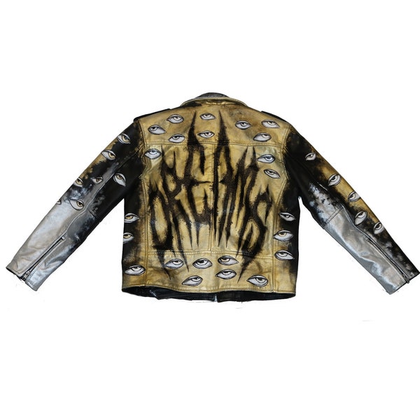 Dreams hand painted vintage leather biker jacket