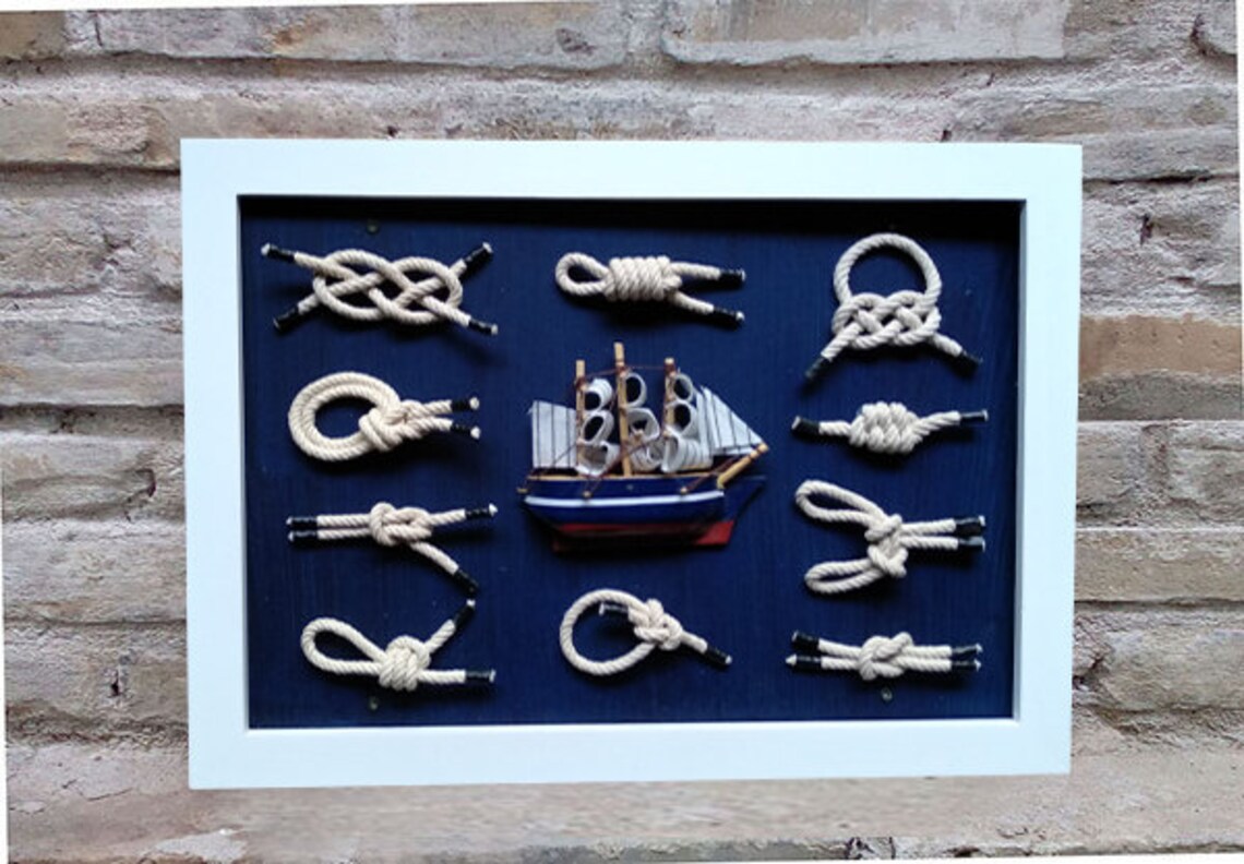 Nautical shadow box nautical wall decor Nautical KnotFramed Etsy