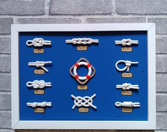 big nautical wall decor- Nautical Knot,Framed Nautical Knots,Coastal Decor