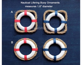6pcs nautical lifering buoys ornaments- Life Ring Preserver- wooden lifering 1.6"diameter