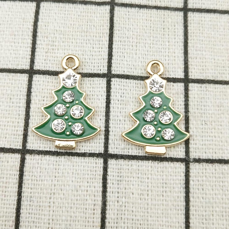 10PCS Christmas Tree Charms Crystal Tree Charm Diy Jewelry Etsy