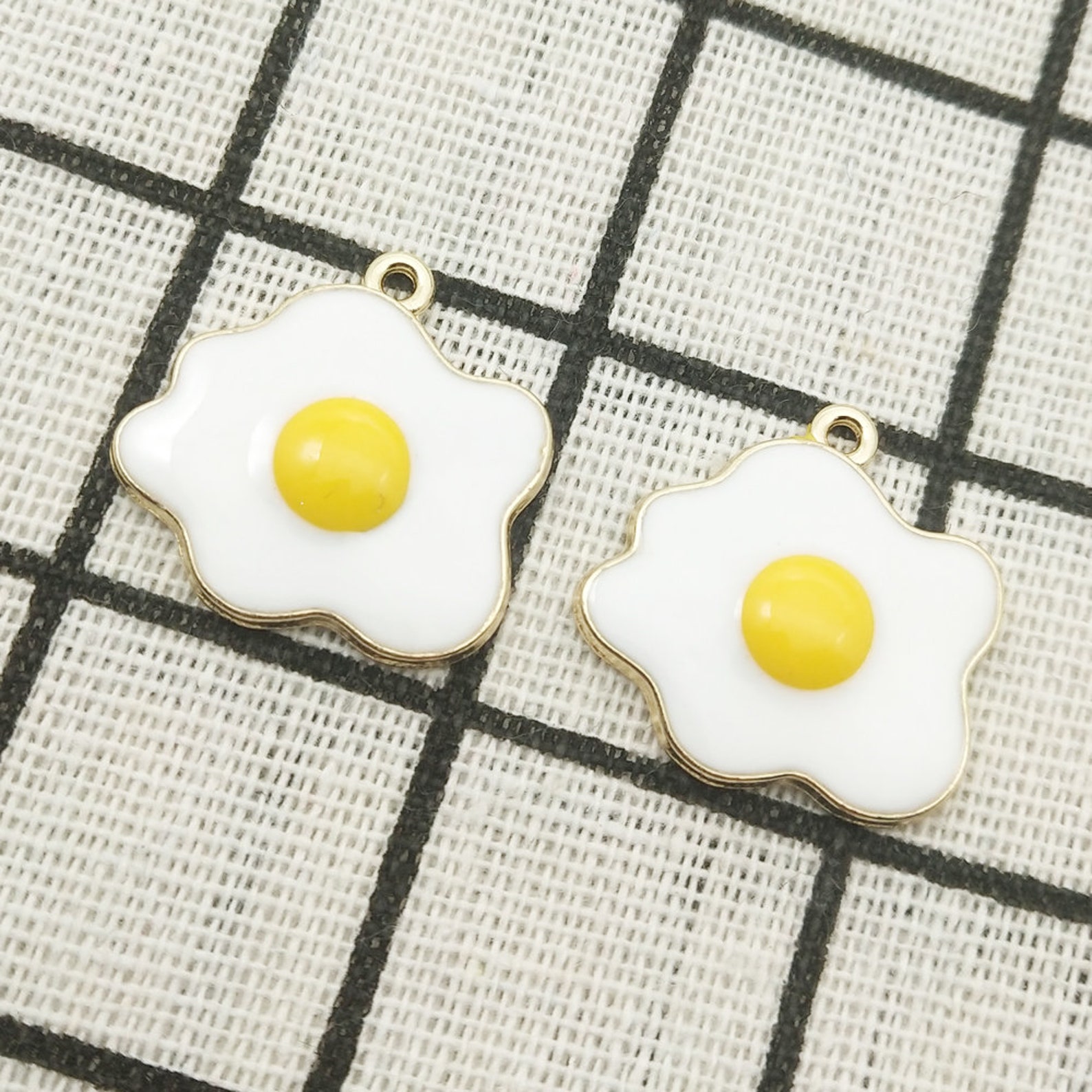 10pcs Enamel Charm Egg Charm Fried Egg Charm Bracelet Charm Etsy