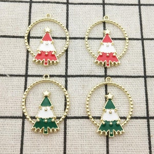 10PCS, Enamel Charm Christmas Tree Charm Necklace Charm Bracelet Charm Earring Pendant Diy Jewelry Accessories 21x28mm