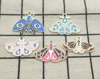 10PCS, Butterfly Charm Enamel Bracelet Charm Necklace Pendant Earring Charm Jewelry Accessories Craft Supplies Gold Plated