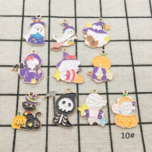 10PCS, Halloween Ghost Skull Charm Enamel Charm Jewelry Accessories Necklace Charm Bracelet Charm Earring Pendant Craft Supplies