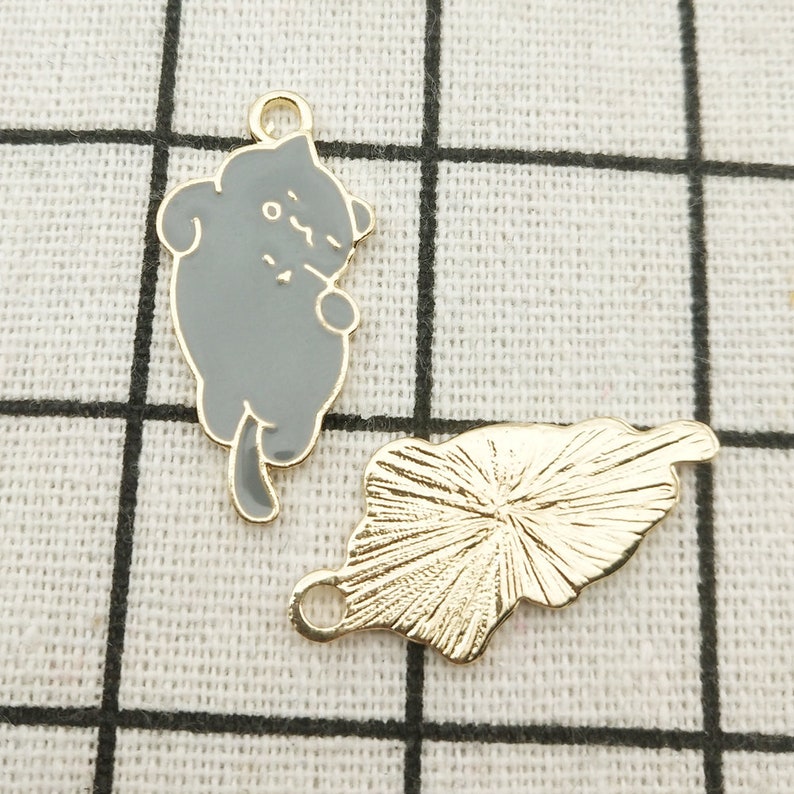 10pcs cat charm gold tone charms jewelry supply jewelry findings animal pendant craft supplies enamel charm 15x32mm