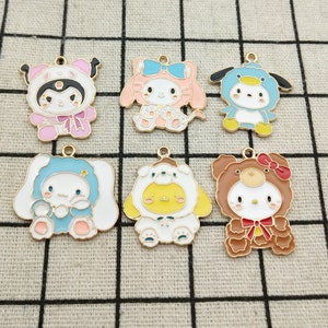 10/12pcs, Cartoon Charm Enamel Charm Bracelet Charm Necklace Charm Earring Pendant Craft Supplies Gold Plated