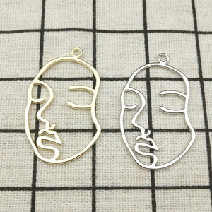 10 pezzi di ciondolo per viso in metallo, ciondolo per gioielli, ciondolo per orecchino, ciondolo per braccialetto, ciondolo per artigianato