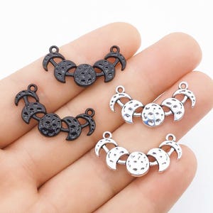 Lot de 10 pendentifs à breloques représentant les phases d'une éclipse lunaire, pour la création de bracelets, boucles d'oreilles et colliers. Accessoires et fournitures pour la fabrication de bijoux DIY.