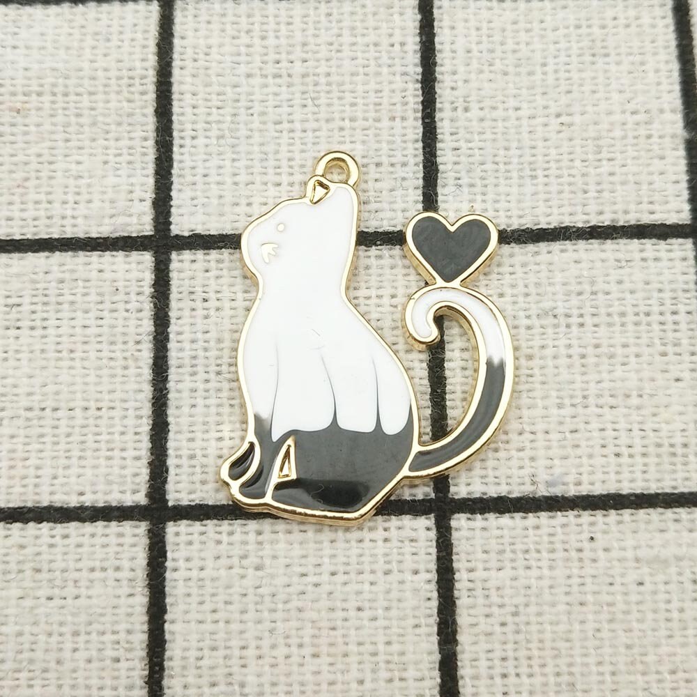 10PCS Enamel Charm Cat Charm Jewelry Charm Craft Supplies Etsy