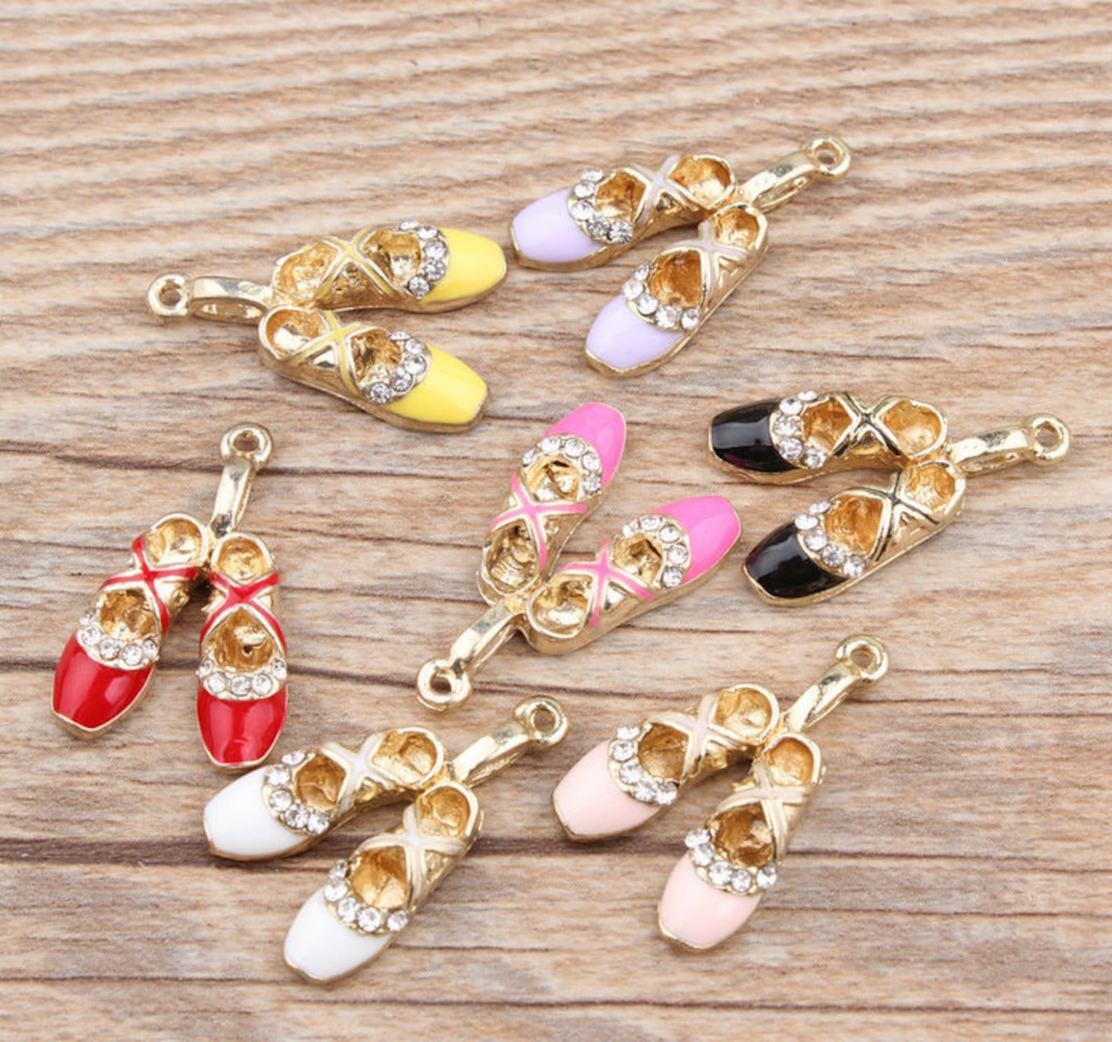 10pcs, 17x27mm, enamel charm, ballet shoes charms, ballerina charms, dancer gift, girl shoes, bracelet charm, craft supplies, go