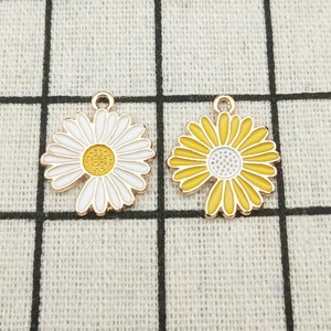 10pcs enamel charm flower charm bracelet charm necklace pendant earring charm jeweley accessories craft supplies gold plated 17x20mm