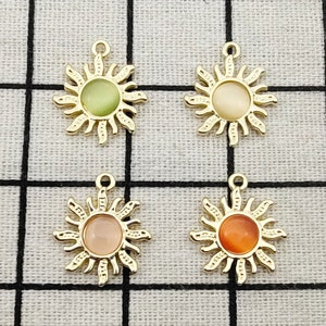10/16pcs, Sun Charm Diy Jewelry Accessories Necklace Charm Bracelet Charm Earring Pendant Keychain Charms Supplies Gold Plated