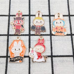 10pcs, Cartoon Charm Enamel Bracelet Charm Necklace Pendant Diy Making Craft Supplies Jewelry Accessories Alloy Metal Gold Plated
