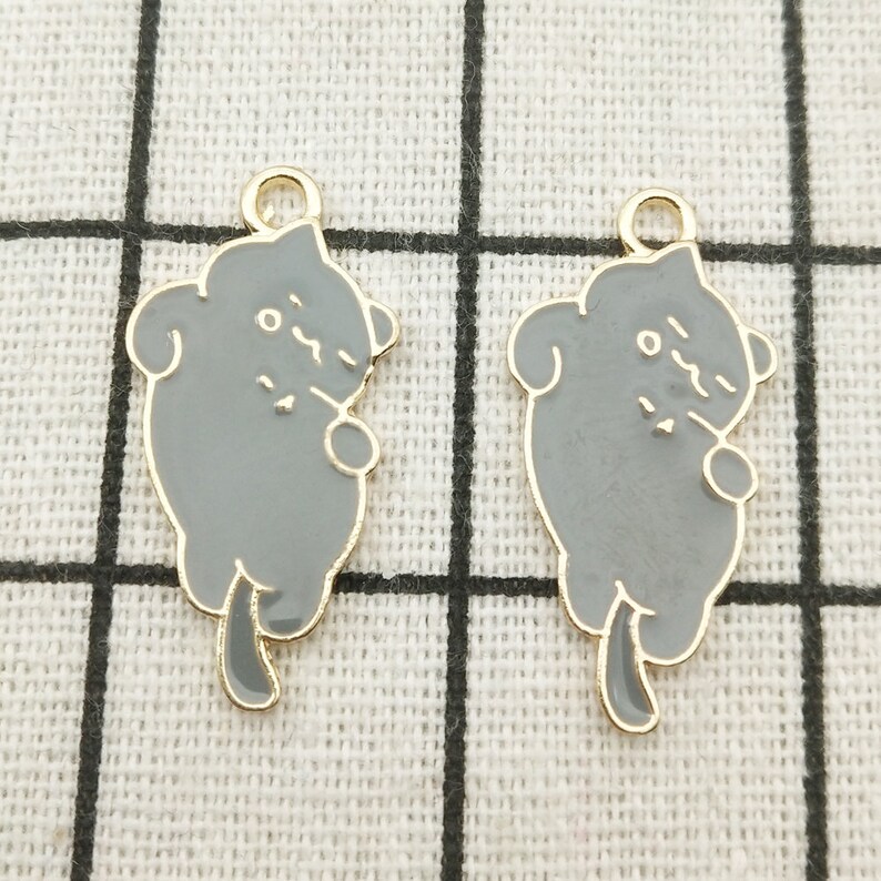 10pcs cat charm gold tone charms jewelry supply jewelry findings animal pendant craft supplies enamel charm 15x32mm