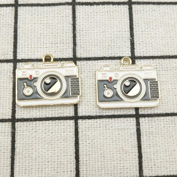 10PCS, camera charm, enamel charm, jewelry charm, earring pendant, necklace charm, bracelet charm, diy charm, 17x20mm