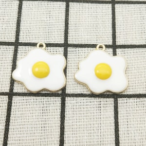 10pcs enamel charm egg charm fried egg charm bracelet charm craft supplies gold tone 21x22mm