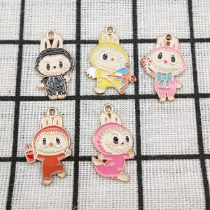 10pcs, Cartoon Charm Enamel Bracelet Charm Necklace Pendant Diy Making Craft Supplies Jewelry Accessories Alloy Metal Gold Plated