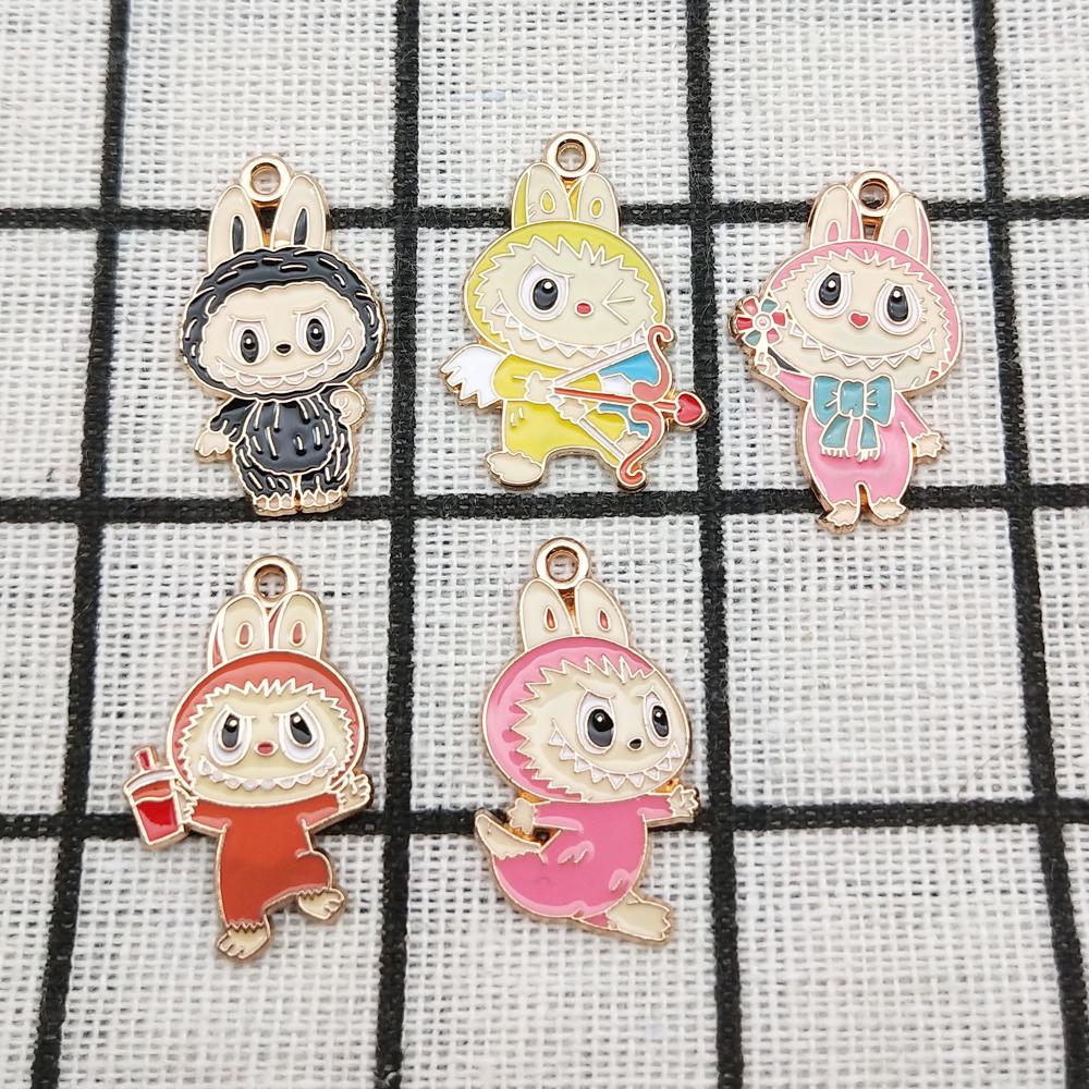 10pcs, Cartoon Charm Enamel Bracelet Charm Necklace Pendant Diy Making Craft Supplies Jewelry Accessories Alloy Metal Gold Plated