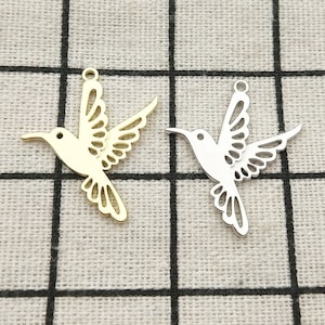 10PCS Hummingbird Charm Bird Charm Animal Charm Necklace Charm Bracelet Charm Earring Pendant Gold Tone Jewelry Charm 22x23mm