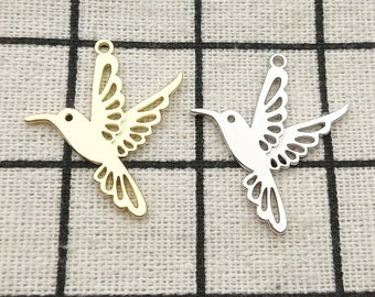 10PCS Hummingbird Charm Bird Charm Animal Charm Necklace Charm Bracelet Charm Earring Pendant Gold Tone Jewelry Charm 22x23mm