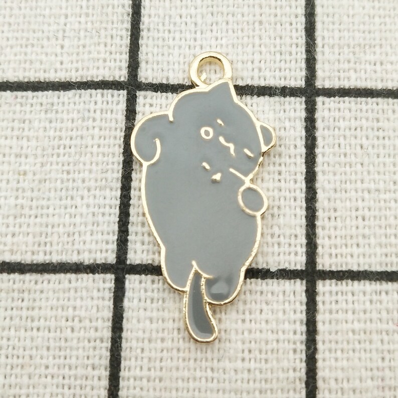 10pcs cat charm gold tone charms jewelry supply jewelry findings animal pendant craft supplies enamel charm 15x32mm