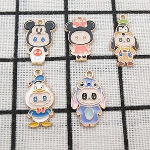 10pcs, Cartoon Charm Enamel Bracelet Charm Necklace Pendant Diy Making Craft Supplies Jewelry Accessories Alloy Metal Gold Plated