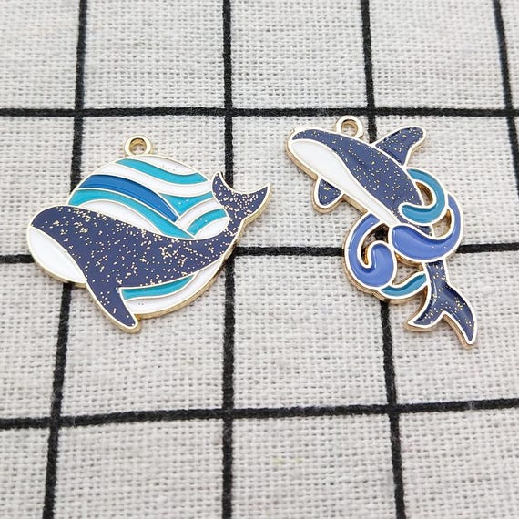 10pcs, Dolphin Charm Diy Jewelry Making Accessories Enamel Charm Bracelet Charm Necklace Charm Earring Pendant Craft Supplies Gold Plated