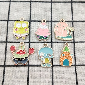 10/12pcs, Cartoon Charm Enamel Charm Bracelet Charm Necklace Charm Earring Pendant Craft Supplies Gold Plated