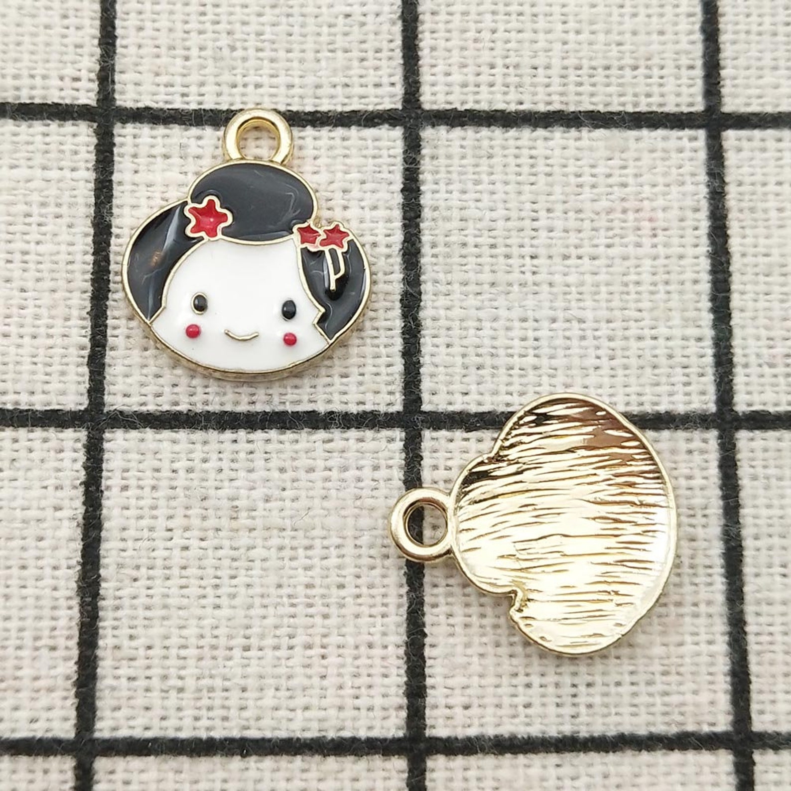10PCS Enamel Charm Japanese Girl Charm Necklace Charm Etsy