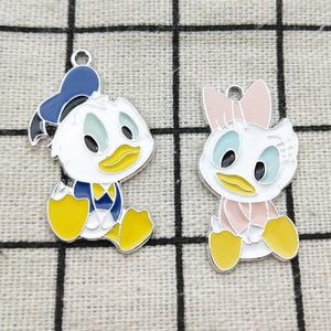 10pcs enamel cartoon charm earring pendant bracelet charm necklace charm jewelry accessories craft supplies white plated