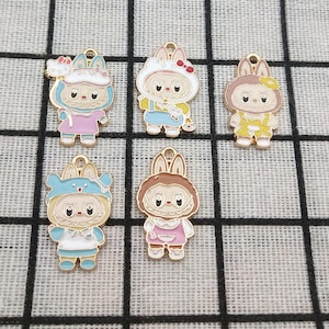 10pcs, Cartoon Charm Enamel Bracelet Charm Necklace Pendant Diy Making Craft Supplies Jewelry Accessories Alloy Metal Gold Plated
